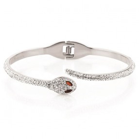 ŽENSKA FREELOOK SREBRNA NARUKVICA OD HIRURŠKOG ČELIKA SA KRISTALIMA