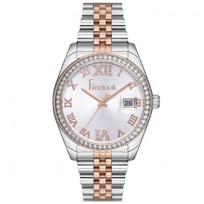 ŽENSKI FREELOOK BELLE BELI SREBRNI ELEGANTNI RUČNI SAT SA BIKOLOR METALNIM KAIŠEM