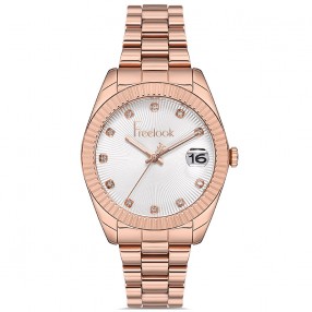 ŽENSKI FREELOOK BELLE BELI ROZE ZLATNI ELEGANTNI RUČNI SAT SA ROZE ZLATNIM METALNIM KAIŠEM