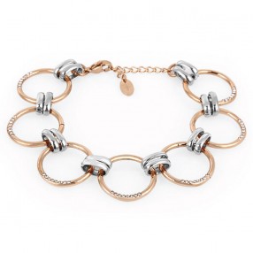 ŽENSKA FREELOOK SREBRNA ROZE ZLATNA NARUKVICA OD HIRURŠKOG ČELIKA