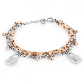 ŽENSKA FREELOOK SREBRNA ROZE ZLATNA NARUKVICA OD HIRURŠKOG ČELIKA