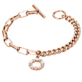 ŽENSKA FREELOOK ROZE ZLATNA NARUKVICA OD HIRURŠKOG ČELIKA