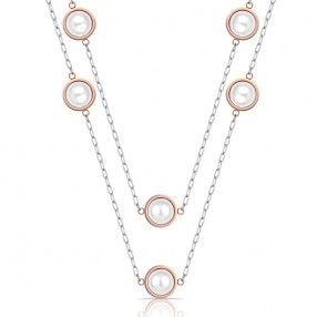 ŽENSKA FREELOOK SREBRNA ROZE ZLATNA OGRLICA OD HIRURŠKOG ČELIKA