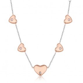 ŽENSKA FREELOOK SREBRNA ROZE ZLATNA OGRLICA OD HIRURŠKOG ČELIKA