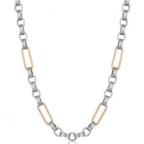 ŽENSKA FREELOOK SREBRNA ROZE ZLATNA OGRLICA OD HIRURŠKOG ČELIKA