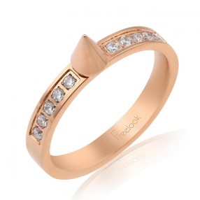 ŽENSKI FREELOOK ROZE ZLATNI PRSTEN OD HIRURŠKOG ČELIKA M