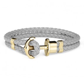 Paul Hewitt Phreps Zlatno Sidro Siva kožna narukvica L