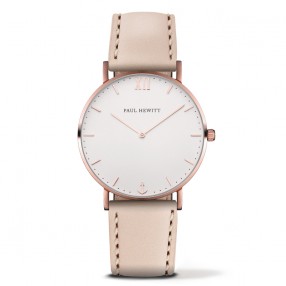 Paul Hewitt Sailor Line Beli Roze Zlatni ručni sat sa bež kožnim kaišem