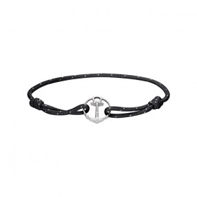 Paul Hewitt Re/Brace Crna Tekstilna Narukvica Sa Srebrnim Sidrom