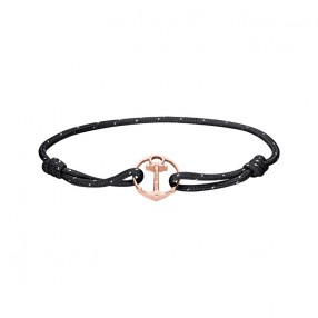 Paul Hewitt Re/Brace Crna Tekstilna Narukvica Sa Roze Zlatnim Sidrom