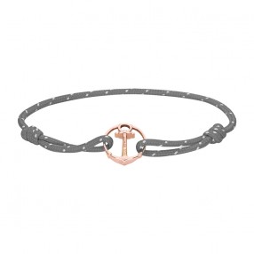 Paul Hewitt Re/Brace Siva Tekstilna Narukvica Sa Roze Zlatnim Sidrom