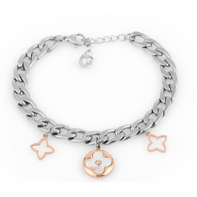 ŽENSKA SANTA BARBARA POLO SREBRNA ROZE ZLATNA NARUKVICA OD HIRURŠKOG ČELIKA