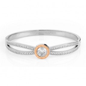 ŽENSKA SANTA BARBARA POLO SREBRNA ROZE ZLATNA NARUKVICA OD HIRURŠKOG ČELIKA