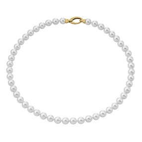 Ženska Majorica Lyra Bela Biserna Gold srebrna Ogrlica 7 mm