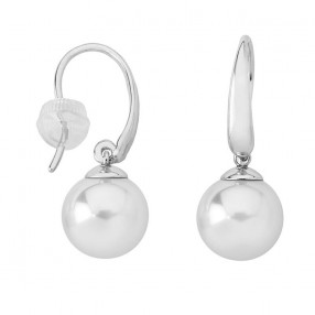 Ženske Majorica Lyra Bele Biserne Srebrne Viseće Minđuše 10 mm