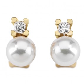 Ženske Majorica Selene Bele Biserne Gold Srebrne Mindjuše 10 mm