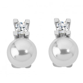 Ženske Majorica Selene Bele Biserne Srebrne Mindjuše 10 mm