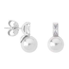 Ženske Majorica Tu Y Yo Bele Biserne Srebrne Mindjuše 8 mm