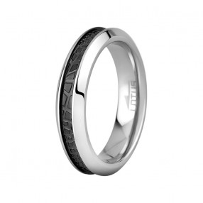 Ženski Lotus Style Steel Rings Uži Staklo Crni prsten od hirurškog čelika 52