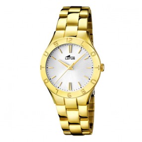 Ženski Lotus Trendy Zlatni Elegantni ručni sat sa belim brojčanikom