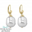 Ženske Majorica Baroque Bele Biserne Gold Srebrne Viseće Minđuše 12 mm