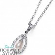 ŽENSKI OLIVER WEBER PEARL DROP CRYSTAL LANČIĆ SA SWAROVSKI BELIM PERALAMA I KRISTALIMA