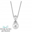 Ženski Majorica Auva Srebrni Lančić Sa Belim Bisernim Priveskom Sa Kristalima 10/12 mm
