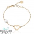 Ženska Majorica Pearl Open Heart Gold Srebrna Biserna Narukvica 6 mm