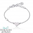 Ženska Majorica Pearl Heart Bela Biserna Srebrna Narukvica 4 mm