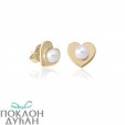 Ženske Majorica Pearl Heart Bele Biserne Gold Srebrna Mindjuše 5 mm