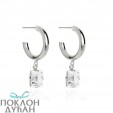 Ženske Victoria Cruz Macedonia Hoop Crystal Mindjuše Sa Swarovski Belim Kristalom