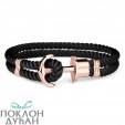 Paul Hewitt Phreps Roze Zlatno sidro Crna tekstilna narukvica S