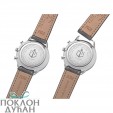 Muški Paul Hewitt Chrono Line White Sand Beli Srebrni Ručni Sat Sa Sivim Kanvas Kaišem