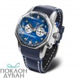 MUŠKI VOSTOK EUROPE ATOMIC AGE CHRONOGRAPH PLAVI SREBRNI SPORTSKO ELEGANTNI RUČNI SAT SA PLAVIM KOŽNIM KAIŠEM