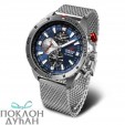 MUŠKI VOSTOK EUROPE ALMAZ CHRONOGRAPH PLAVI SREBRNI SPORTSKO ELEGANTNI RUČNI SAT SA PLAVIM KOŽNIM KAIŠEM