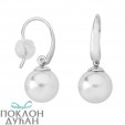 Ženske Majorica Lyra Bele Biserne Srebrne Viseće Minđuše 10 mm