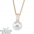 Ženski Majorica Tu Y Yo Gold srebrni Lančić sa Belim Bisernim priveskom 10 mm