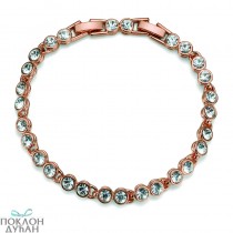 Ženska Oliver Weber Tennis Rose Gold Light Amethyst Roze Zlatna Narukvica Sa Swarovski Belim Kristalom